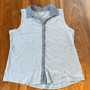 LOFT Sleeveless Blue Button-Up Top